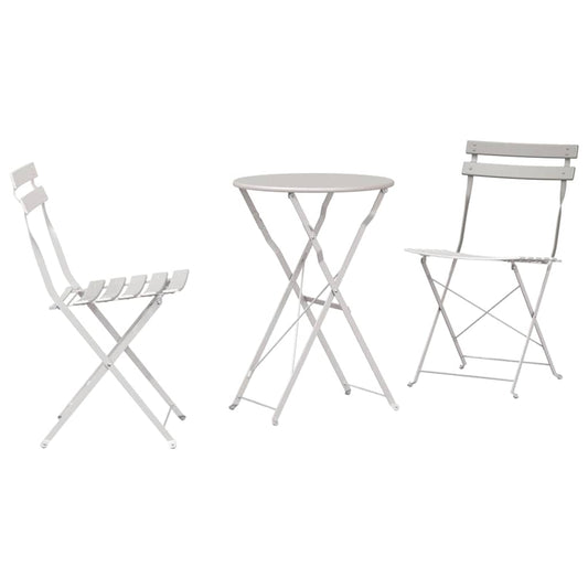 Klapp Bistro Set 3 pcs Beige Stahl