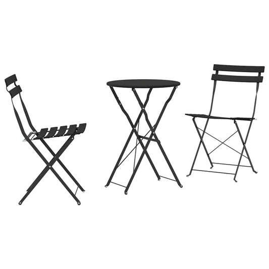 Klapp Bistro Set 3 pcs Anthrazit Stahl
