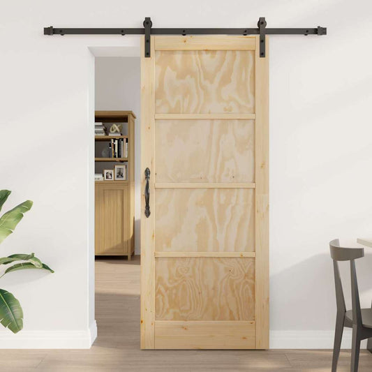 Schiebetür Natur und Schwarz 83 x 202 cm