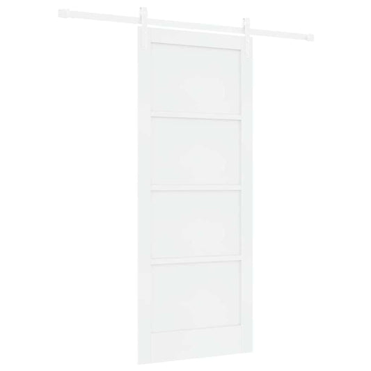 Schiebetür Weiß 83 x 202 cm Massives Kiefernholz und Stahl