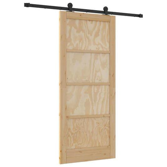 Schiebetür-Set Natur und Schwarz 86 x 198,5 cm