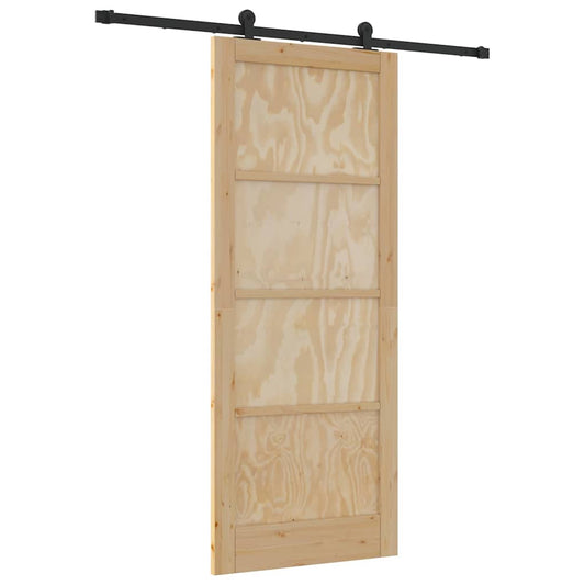 Schiebetür-Set Natur und Schwarz 86 x 211 cm