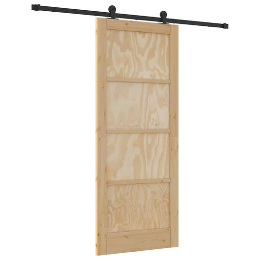 Schiebetür-Set Natur und Schwarz 83 x 202 cm