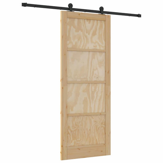 Schiebetür-Set Natur und Schwarz 83 x 211 cm