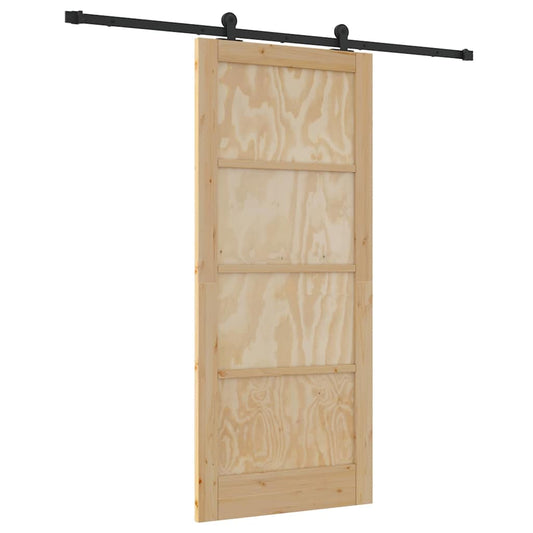 Schiebetür-Set Natur und Schwarz 86 x 198,5 cm