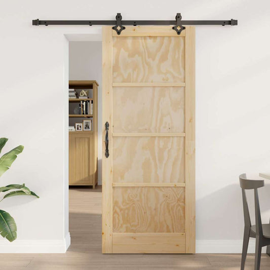 Schiebetür Natur und Schwarz 83 x 202 cm