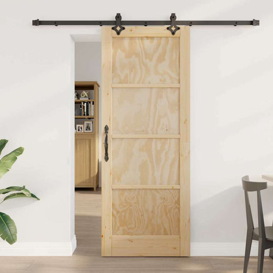 Schiebetür Natur und Schwarz 78 x 202 cm