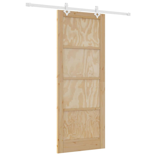 Schiebetür Weiß 83 x 211 cm Massives Kiefernholz und Stahl