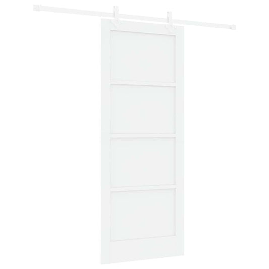 Schiebetür Weiß 83 x 202 cm Massives Kiefernholz und Stahl