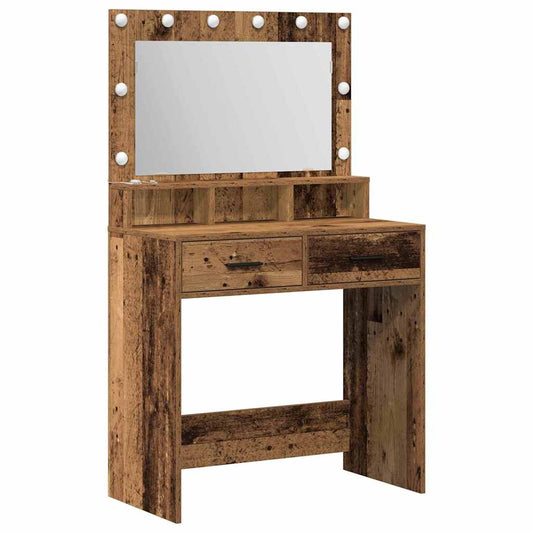 Schminktisch mit Regal Altholz 79 x 41 x 135 cm Holzwerkstoff