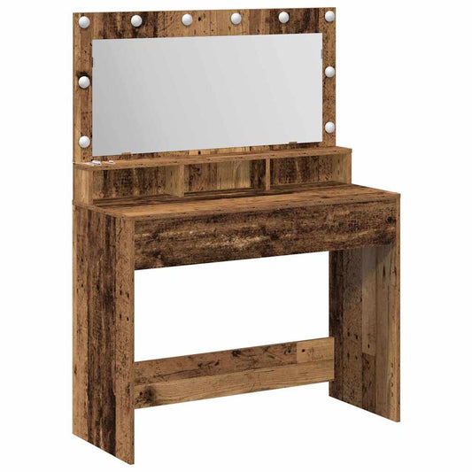 Schminktisch mit Regal Altholz 100 x 41 x 135 cm Holzwerkstoff