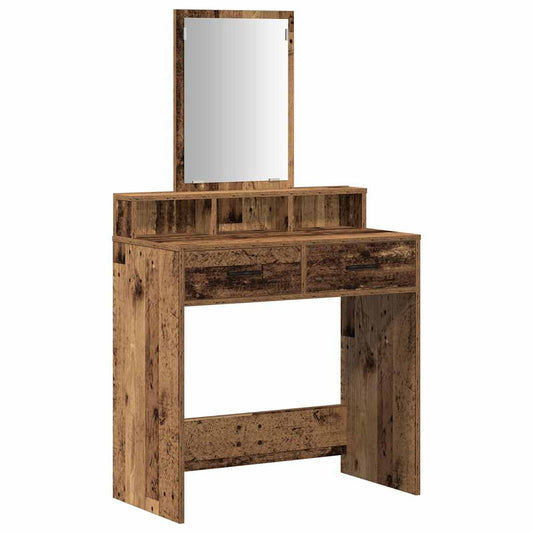 Schminktisch mit Regal Altholz 79 x 41 x 140 cm Holzwerkstoff