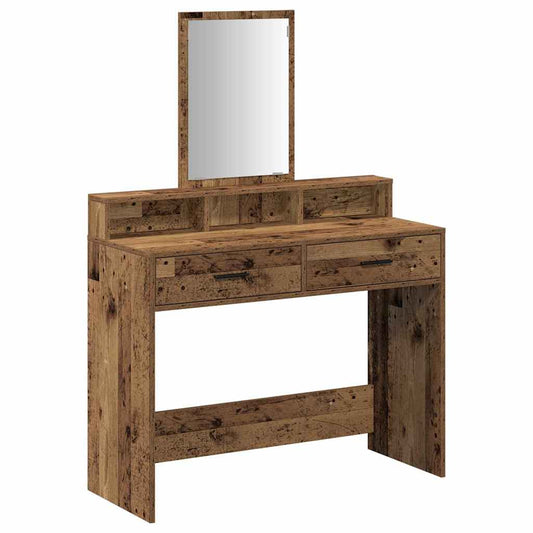 Schminktisch mit Regal Altholz 100 x 41 x 140 cm Holzwerkstoff