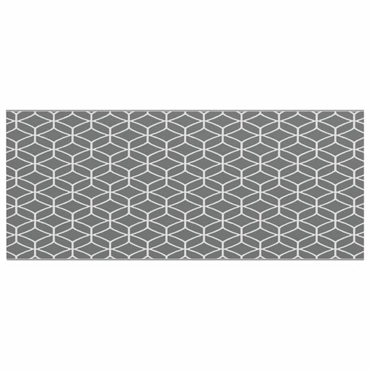 Outdoor Teppich ARAKIL Grau und Weiß 250 x 600 cm PP