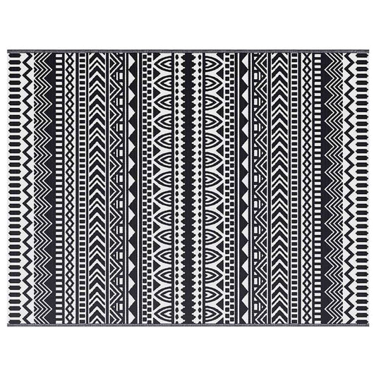 Outdoor Teppich ARAKIL Schwarz und Weiß 300 x 400 cm PP