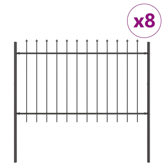 Gartenzaun Grau 13.6 x 0.8 m Pulverbeschichteter Stahl
