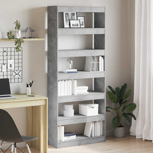 Bücherregal mit Regal Betongrau 80 x 30 x 198 cm Holzwerkstoff