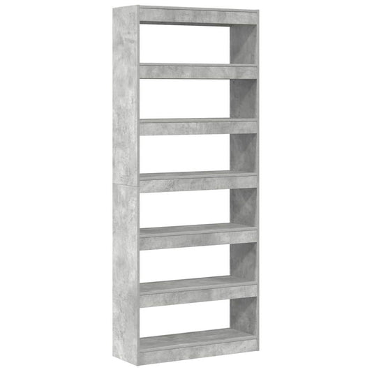 Bücherregal mit Regal Betongrau 80 x 30 x 198 cm Holzwerkstoff