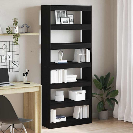 Bücherregal Schwarz Eichen-Optik 80 x 30 x 198 cm Holzwerkstoff