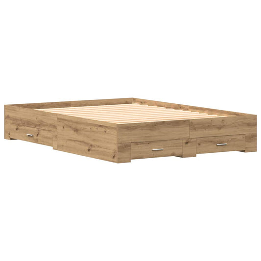 Bettrahmen Artisan-Eiche 135 x 190 cm Holzwerkstoff
