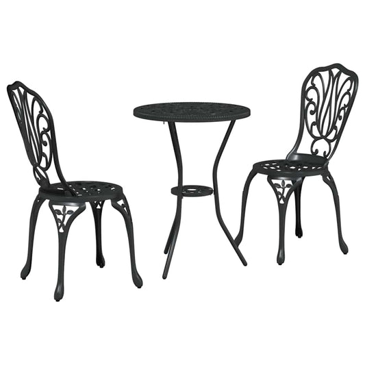 Garten Bistro Set 3 pcs Schwarz Aluminium