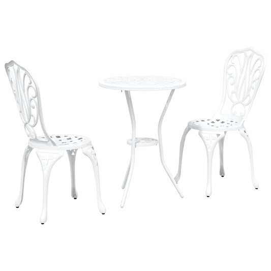 Garten Bistro Set 3 pcs Weiß Aluminium