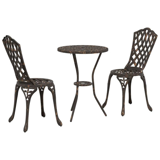 Garten Bistro Set 3 pcs Bronze Aluminium