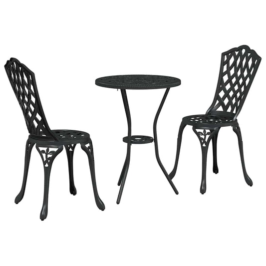 Garten Bistro Set 3 pcs Schwarz Aluminium