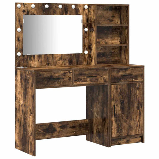 Schminktisch mit Spiegelbeleuchtung 2 pcs Braun Holzwerkstoff