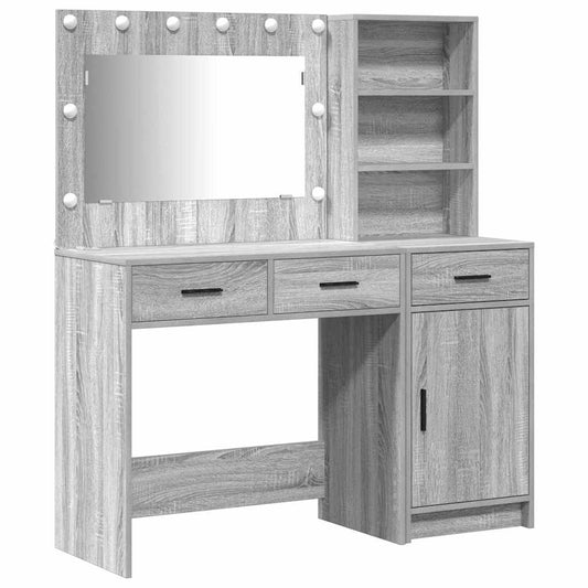 Schminktisch mit Spiegelbeleuchtung 2 pcs Grau Holzwerkstoff