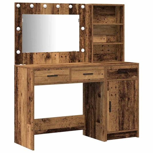 Schminktisch mit Spiegelbeleuchtung 2 pcs Braun Holzwerkstoff