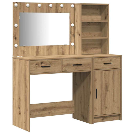 Schminktisch mit Spiegelbeleuchtung 2 pcs Braun Holzwerkstoff