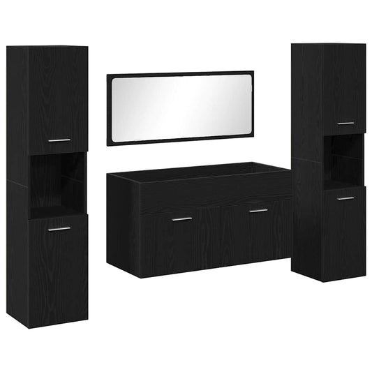 Badezimmermöbel Set Wandmontiert 4 pcs Schwarz Eichen-Optik