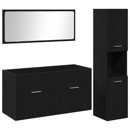 Badezimmer Möbel Set Wandmontiert 3 pcs Schwarz Eichen-Optik