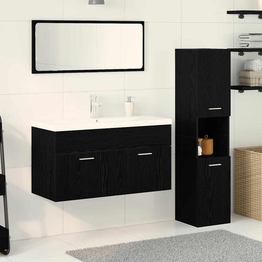 Badezimmermöbel Set mit Schubladen 4 pcs Schwarz Eichen-Optik