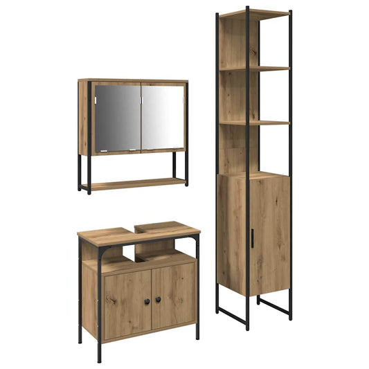 Badezimmermöbel Set 3 pcs Artisan-Eiche 33 x 33 x 185.5 cm
