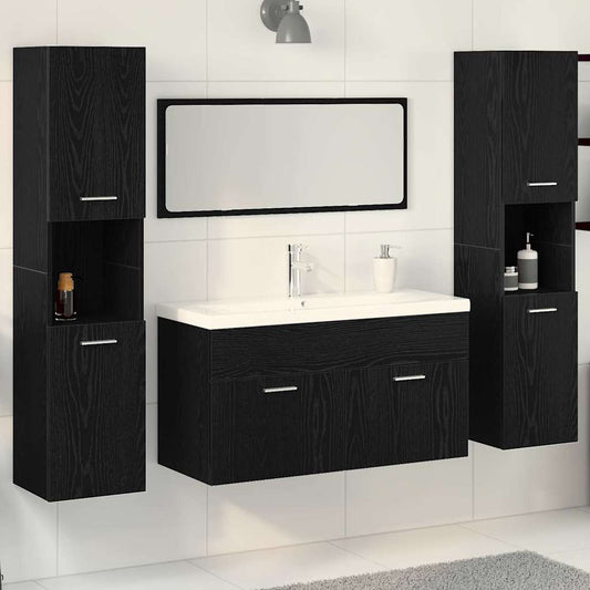 Badezimmermöbel Set 4 pcs Schwarz Eichen-Optik 30 x 30 x 130 cm