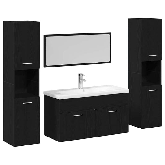 Badezimmermöbel Set 4 pcs Schwarz Eichen-Optik 30 x 30 x 130 cm