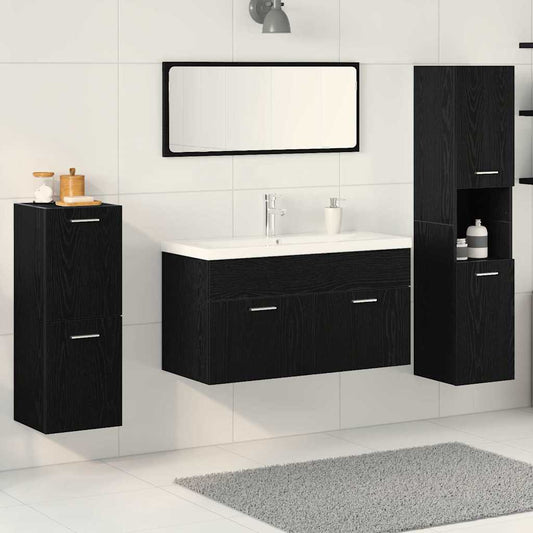 Badezimmermöbel Set 5 pcs Schwarz Eichen-Optik 30 x 30 x 130 cm