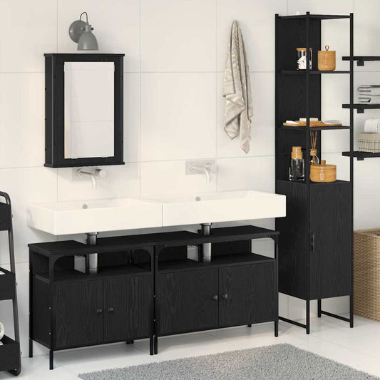 Badezimmermöbel Set mit Regal 4 pcs Schwarz Eichen-Optik
