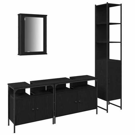 Badezimmermöbel Set mit Regal 4 pcs Schwarz Eichen-Optik
