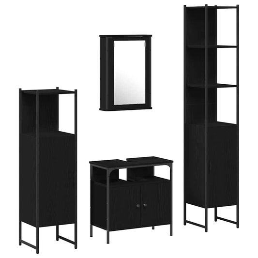 Badezimmermöbel Set mit Regal 4 pcs Schwarz Eichen-Optik