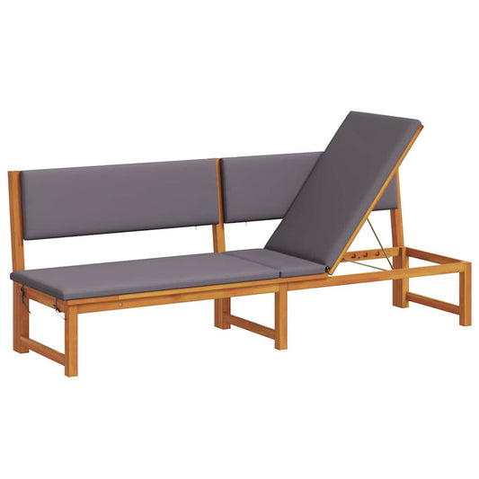 Sonnenliege 1-Person Braun 200 x 57 x 75cm Massivholz Akazie
