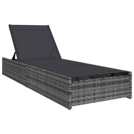 Sonnenliege mit Kissen Grau 60 x 200 x 27cm Poly-Rattan