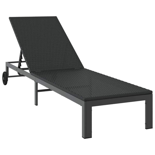 Sonnenliege 1-Person Schwarz 60 x 200 x 27cm Poly-Rattan