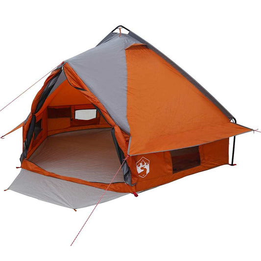 Teepee Zelt mit Dach Grau und Orange 490 x 410 x 210 cm