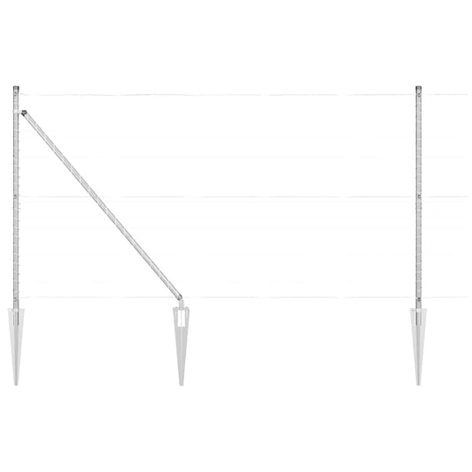 Zaunpfosten 7 pcs Silber Ø32mm 140 cm Verzinkter Stahl