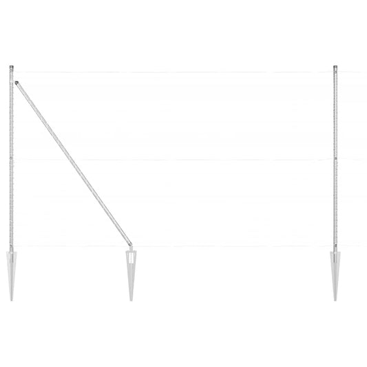 Zaunpfosten 13 pcs Silber Ø32mm 170 cm Verzinkter Stahl