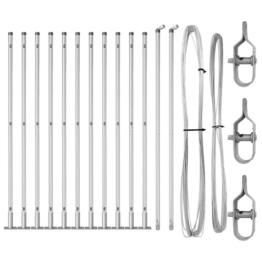Zaunpfosten 13 pcs Silber Ø32mm 130 cm Verzinkter Stahl