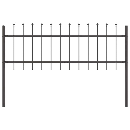 Gartenzaun Grau 1.7 x 0.6 m Pulverbeschichteter Stahl